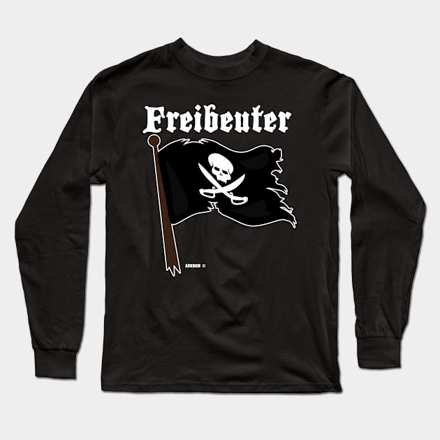 Buccaneer Pirate Flag Skull Black Flag Long Sleeve T-Shirt by Schimmi